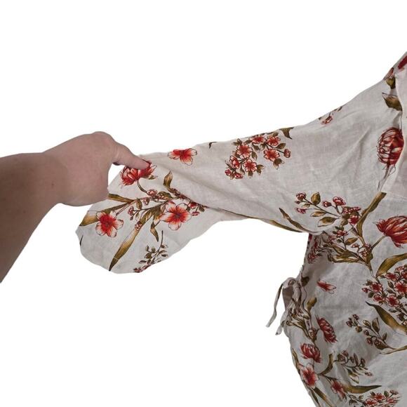 Tahari Linen Beige and Red Boho Floral Tunic Plus Size 2X 3X New! - Picture 6 of 12